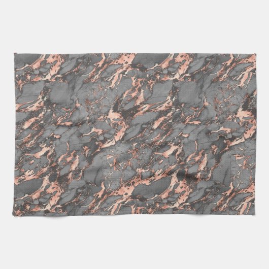 Zwart, grijs en Roos goudmarmer Theedoek (Horizontaal)
