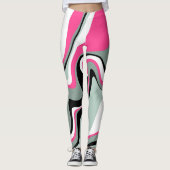 Zwart, grijs en roze vocht Abstract Leggings (Voorkant)