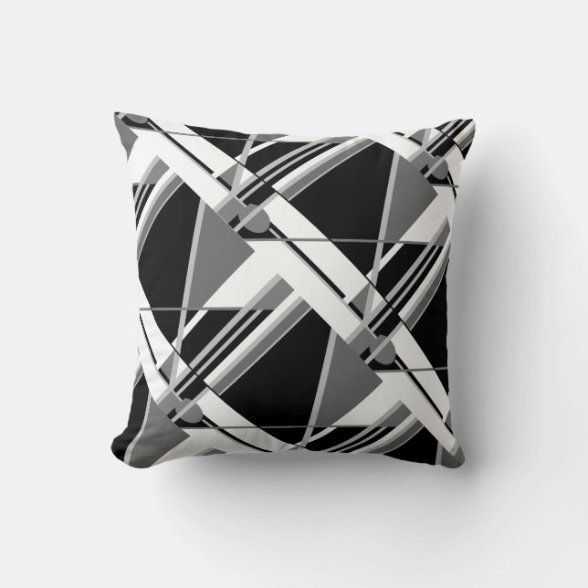 Zwart grijs en wit Abstract diagonaal ontwerp Kussen (Voorkant)