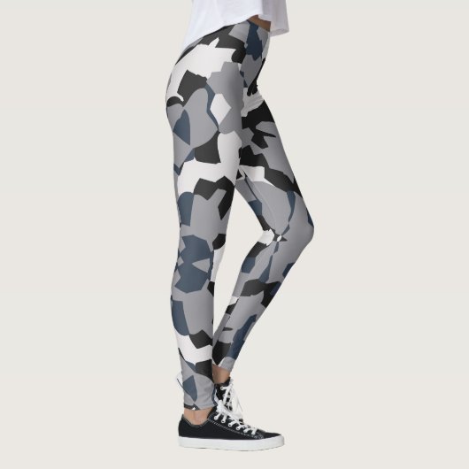 Zwart, grijs en wit abstract patroonontwerp leggings (Rechts)
