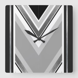 Zwart, grijs en wit, diagonaal, metaalstrips vierkante klok