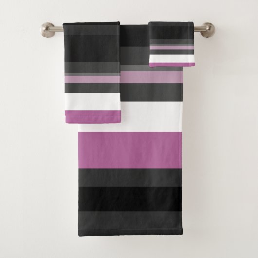 Zwart, Grijs en Wit Strepen Bad Handdoek (Insitu)