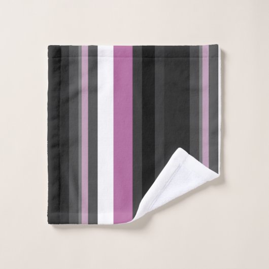 Zwart, Grijs en Wit Strepen Bad Handdoek (Wasdoekje)