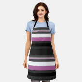 Zwart, Grijs en Wit Strepen Schort (Gedragen)