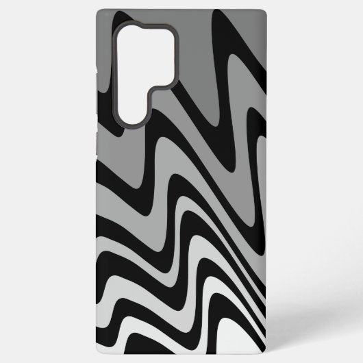 Zwart, grijs en wit zigzag samsung galaxy hoesje (Achterkant)