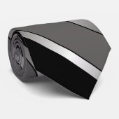 Zwart, grijs en zilver gestreept stropdas (Opgerold)