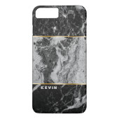 Zwart & Grijs Faux Marmer Combinatie Case-Mate iPhone Case (Achterkant)