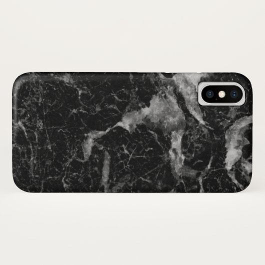 Zwart & Grijs Faux Marmer Textuur Case-Mate iPhone Case (Achterkant (horizontaal))