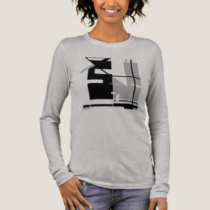 Zwart Grijs Gegraveerd Geometrische Abstracte Kuns Tri-Blend Shirt