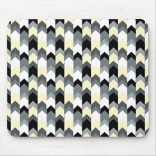 Zwart, grijs, gele chevron muismat