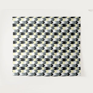 Zwart, grijs, gele chevron wandkleed