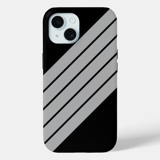 Zwart Grijs Gestreept 70s 80s Retro Racing Stripes Case-Mate iPhone Case (Achterkant)