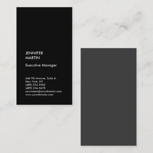 Zwart grijs, gewoon modern, stijlvol visitekaartje (Voorkant / Achterkant)