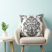 Zwart/grijs Glitter Damask Omkeerbare PIllow Kussen (Stoel)