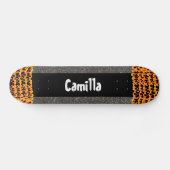Zwart Grijs Glittery Design Custom Name Schaats De Skateboard (Horizontaal)