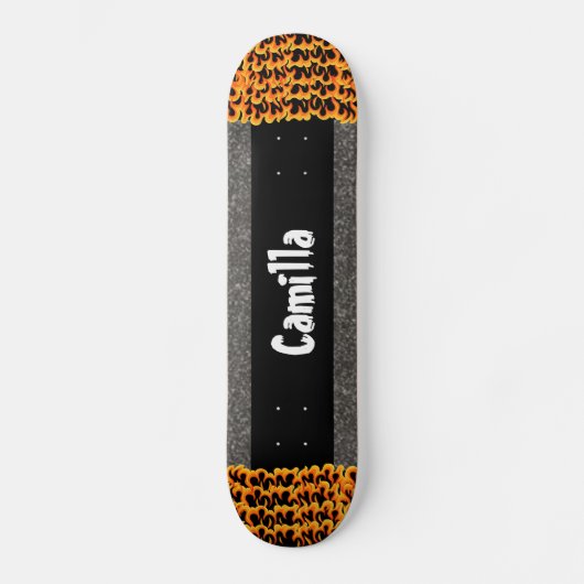 Zwart Grijs Glittery Design Custom Name Schaats De Skateboard (Voorkant)