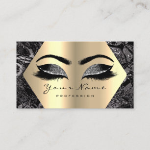 Zwart grijs goud Glitter Makeup Artist Lashes Visitekaartje