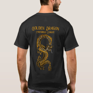 Zwart grijs goud Golden Dragon Cornhole League T-shirt
