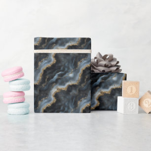Zwart, grijs & goud marmer cadeaupapier