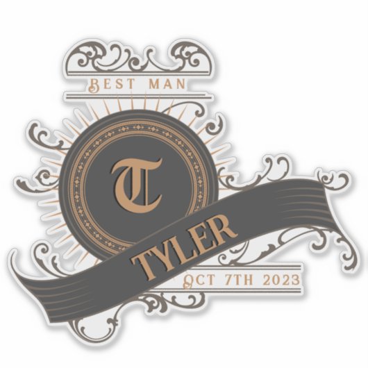 zwart/grijs/goud met beste Initiaal Sticker (Voorkant)