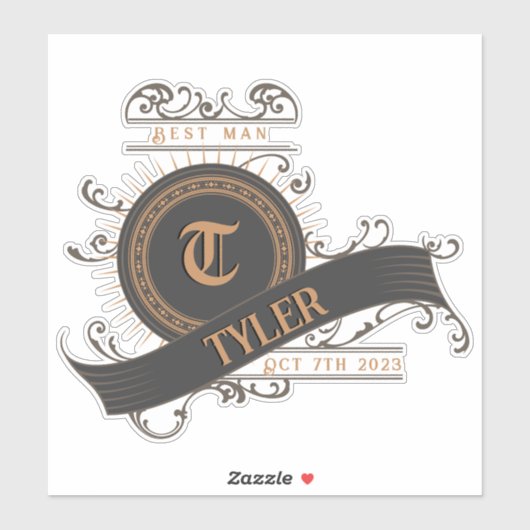  zwart/grijs/goud met beste Initiaal Sticker (Vel)