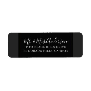 Zwart Grijs Goud Modern Minimaal Elegant Huwelijk Etiket