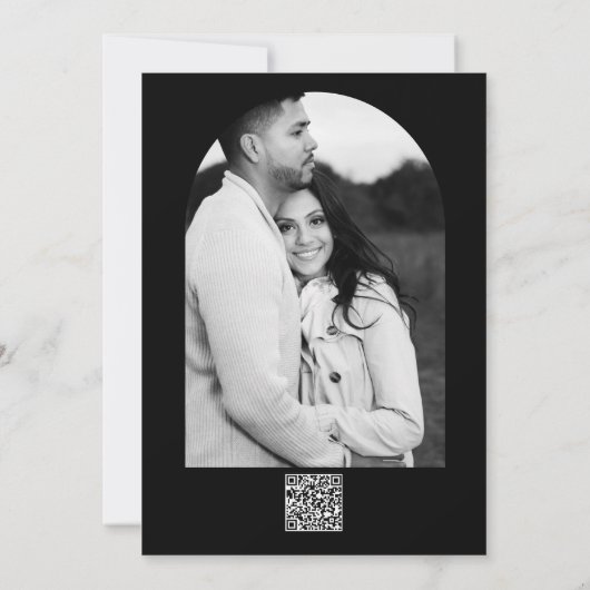 Zwart Grijs Goud Modern Minimaal Elegant Verloving Kaart (Achterkant)