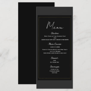 Zwart Grijs Goud Modern Minimaal Huwelijksmenu Menu