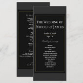 Zwart Grijs Goud Modern Minimaal Huwelijksprogramm Programma (Voorkant / Achterkant)