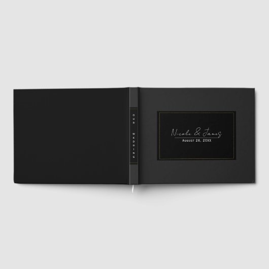 Zwart Grijs Goud Modern Minimal Elegant Huwelijk Gastenboek (Volledig)