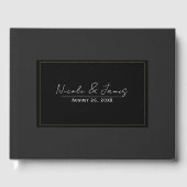 Zwart Grijs Goud Modern Minimal Elegant Huwelijk Gastenboek (Voorkant)