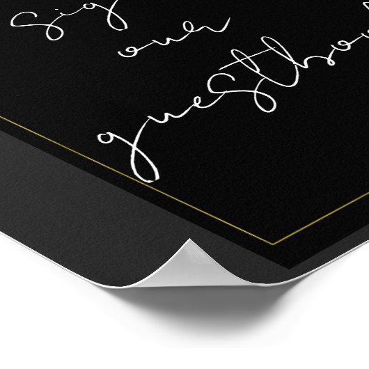 Zwart Grijs Goud Modern Minimal Guestbook Sign Poster (Hoek)