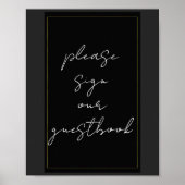 Zwart Grijs Goud Modern Minimal Guestbook Sign Poster (Voorkant)