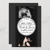Zwart Grijs Goud Modern Minimal Save the Date (Voorkant / Achterkant)