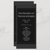 Zwart Grijs Goud Modern Minimal Wedding Programma (Voorkant / Achterkant)