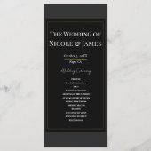 Zwart Grijs Goud Modern Minimal Wedding Programma (Voorkant)
