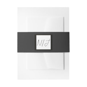 Zwart Grijs Goud Moderne Minimalistische Elegante  Uitnodigingen Wikkel