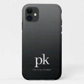 Zwart Grijs Gradient Eenvoudig Monogram Initialen Case-Mate iPhone Case (Achterkant)