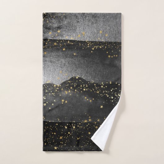 Zwart grijs gradiënt kosmische ster ruimte bad handdoek (Handdoek)