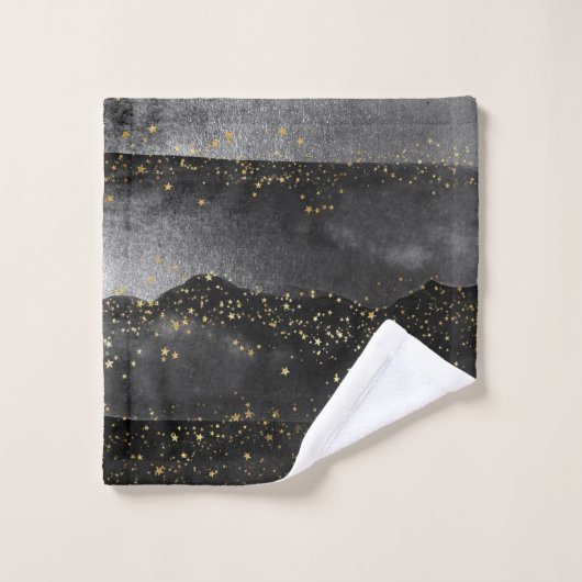 Zwart grijs gradiënt kosmische ster ruimte bad handdoek (Wasdoekje)