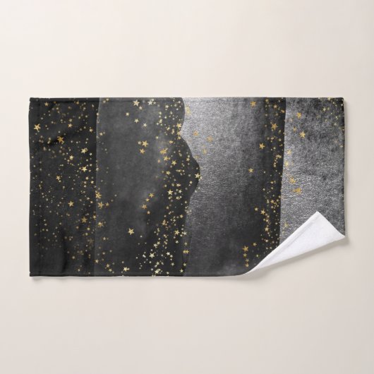 Zwart grijs gradiënt kosmische ster ruimte bad handdoek (Handdoek)