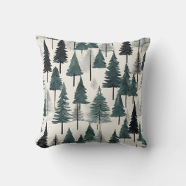 Zwart Grijs Groen Rustieke Winter Kerstbomen Kussen