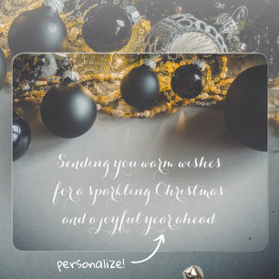 Zwart Grijs Kerst Ornamenten met Garlands Feestdagenkaart