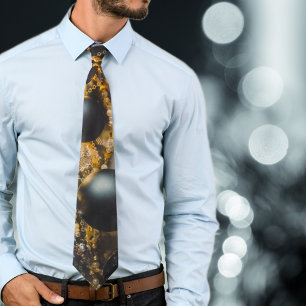 Zwart Grijs Kerst Ornamenten met Garlands Stropdas