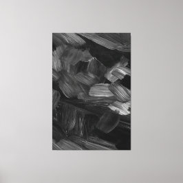 Zwart & Grijs Kwaststreken Canvas Afdruk