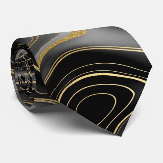 Zwart & Grijs Marmeren Mannen Stropdassen (Opgerold)