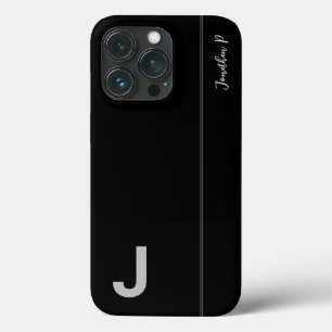 Zwart & Grijs Minimaal Modern Initiaal Monogram iPhone 13 Pro Hoesje