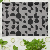 Zwart Grijs Modern Elegant Geometrisch Tribal Theedoek (Gevouwen)