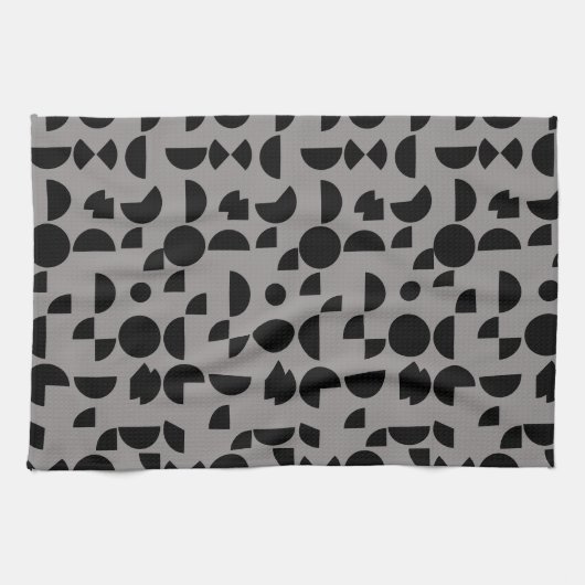 Zwart Grijs Modern Elegant Geometrisch Tribal Theedoek (Horizontaal)