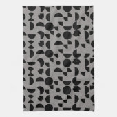 Zwart Grijs Modern Elegant Geometrisch Tribal Theedoek (Verticaal)